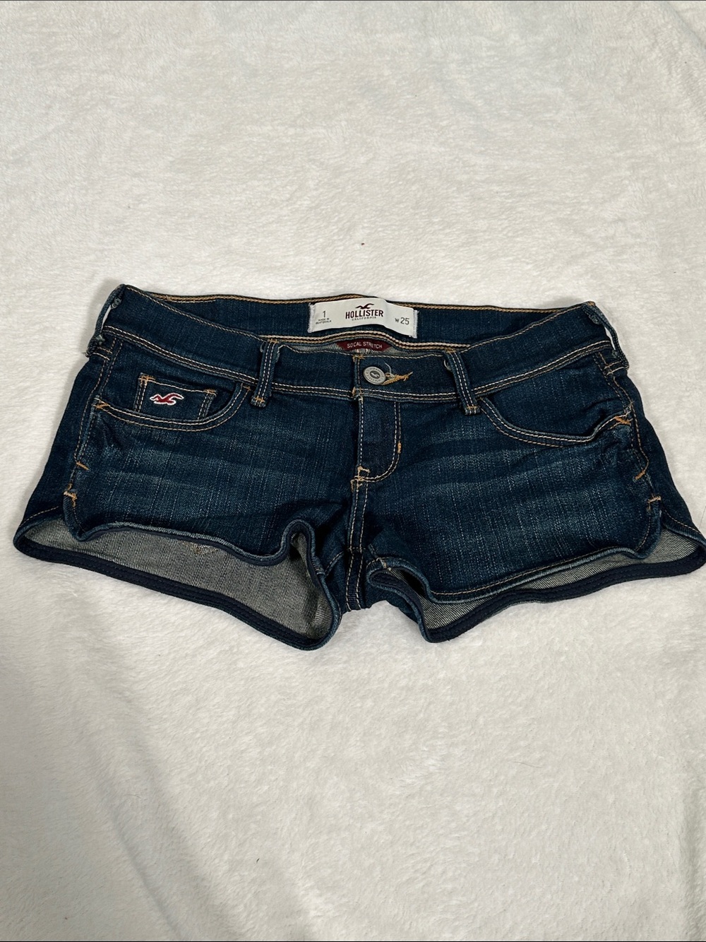 Hollister Dark Indigo Low-Rise Denim Short Shorts